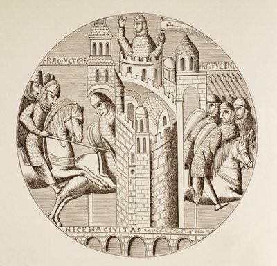 Die Einnahme von Nicaea, Türkei, durch die Kreuzritter im Jahr 1097, ca. 1880 von European School